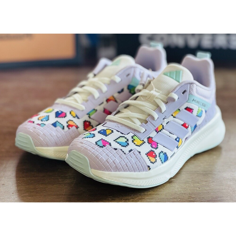 adidas x Minecraft Fortarun Purple Pixel Heart (JR1940) Size 4.5Y Women's 5.5-6